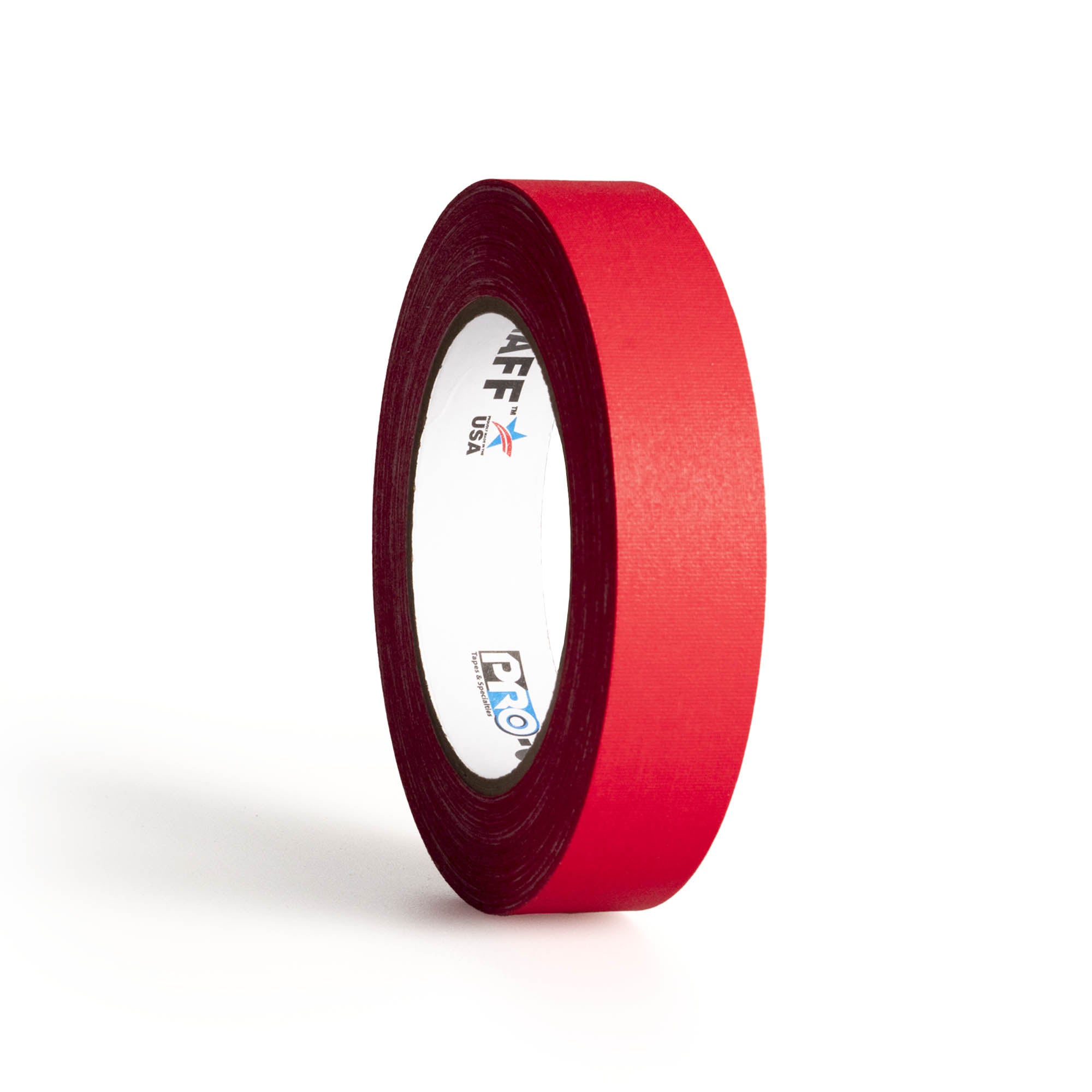25m roll of pro gaff fabric adhesive tape in red standing up
