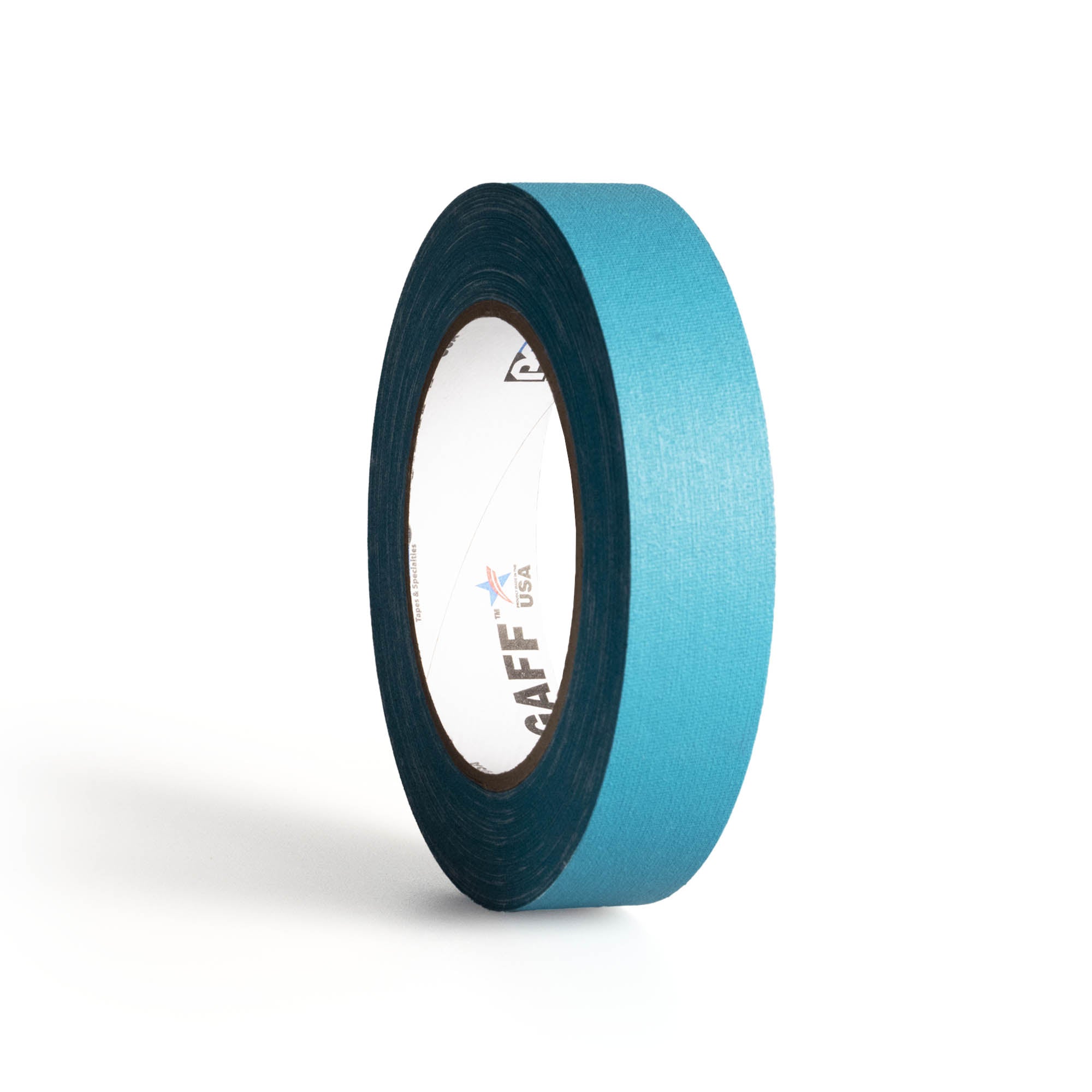 25m roll of pro gaff fabric adhesive tape in teal standing up