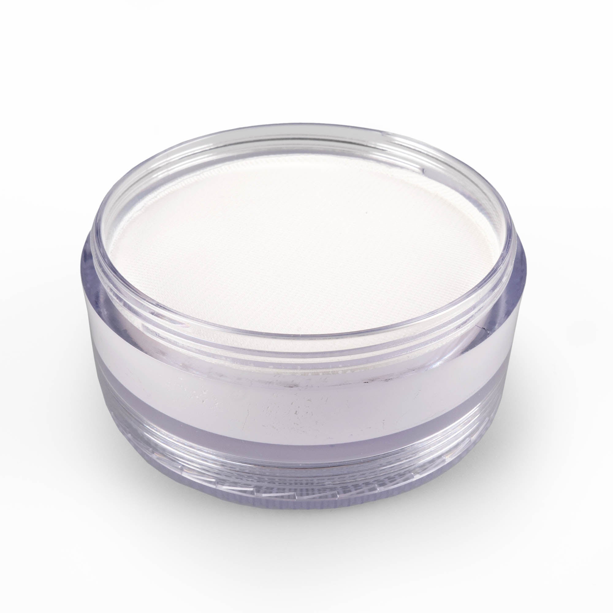 Diamond Fx 90g white face paint with lid off in a white background