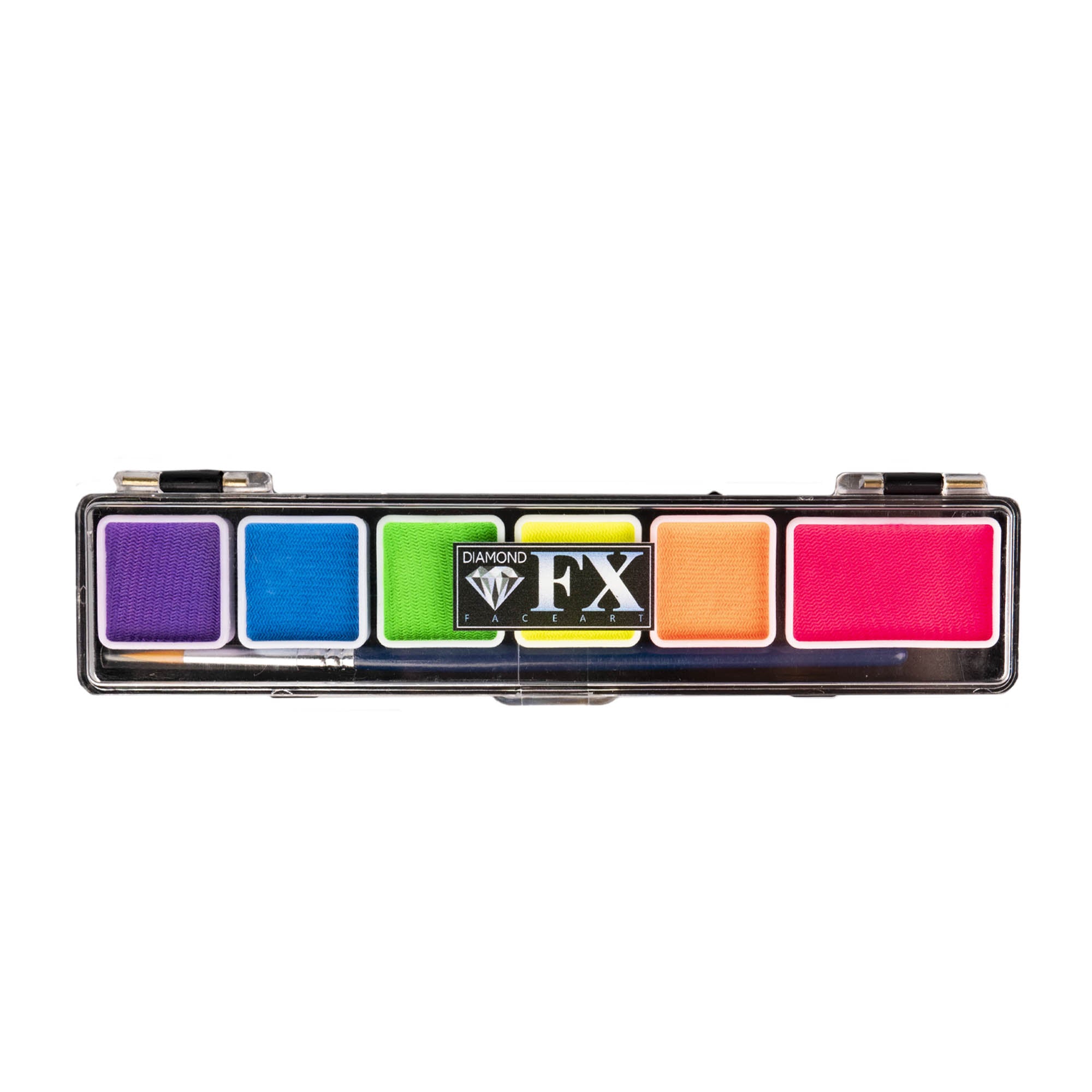 Diamond FX mini 6 colour neon palette with the lid closed on a white background