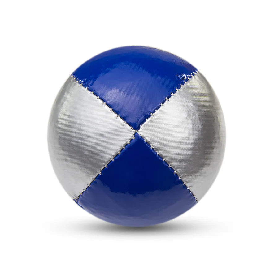 Single blue/silver juggling ball