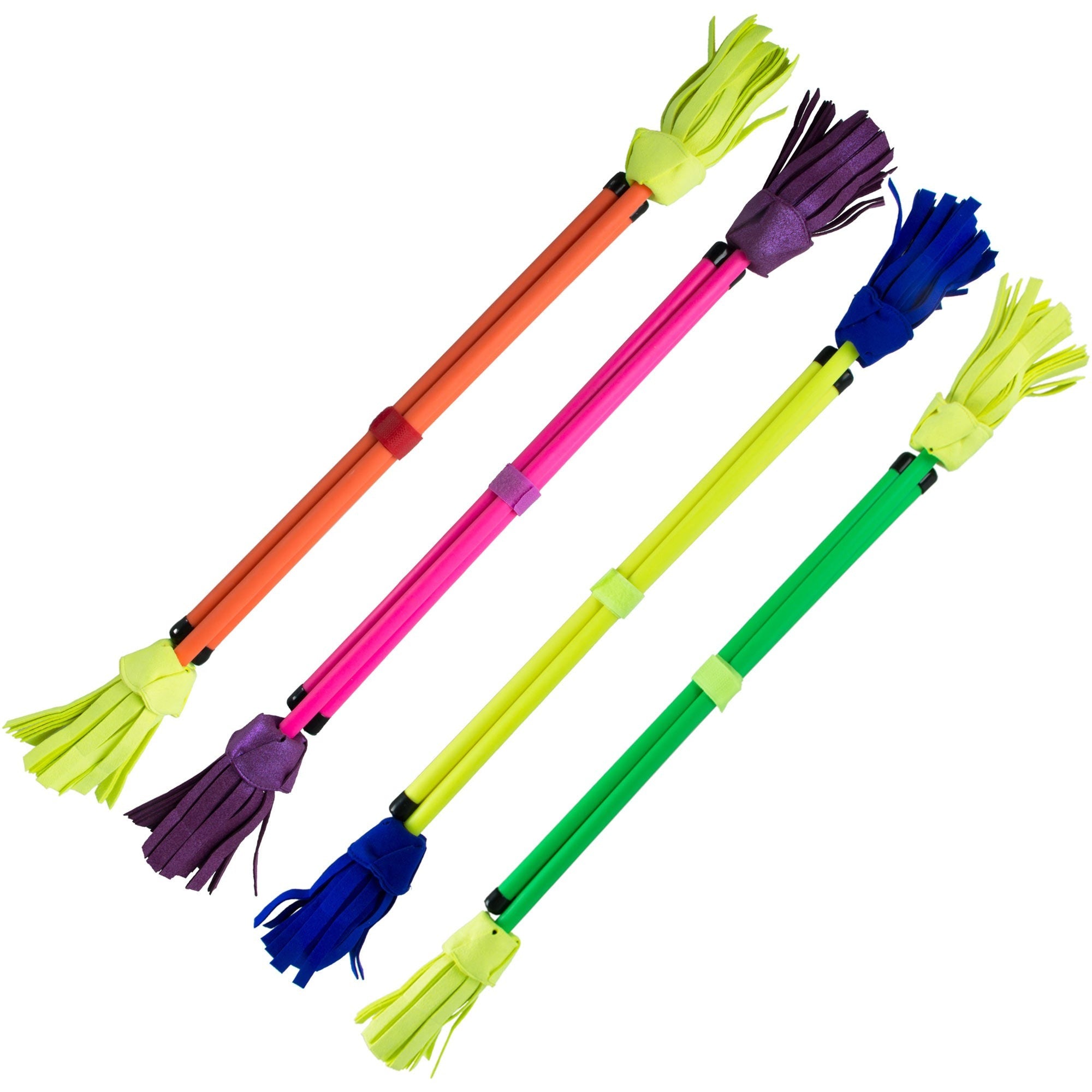 4 brightly coloured Neo flowersticks in a row