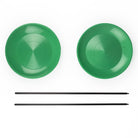 Status spinning plates 2 x green with 2 sticks straight on