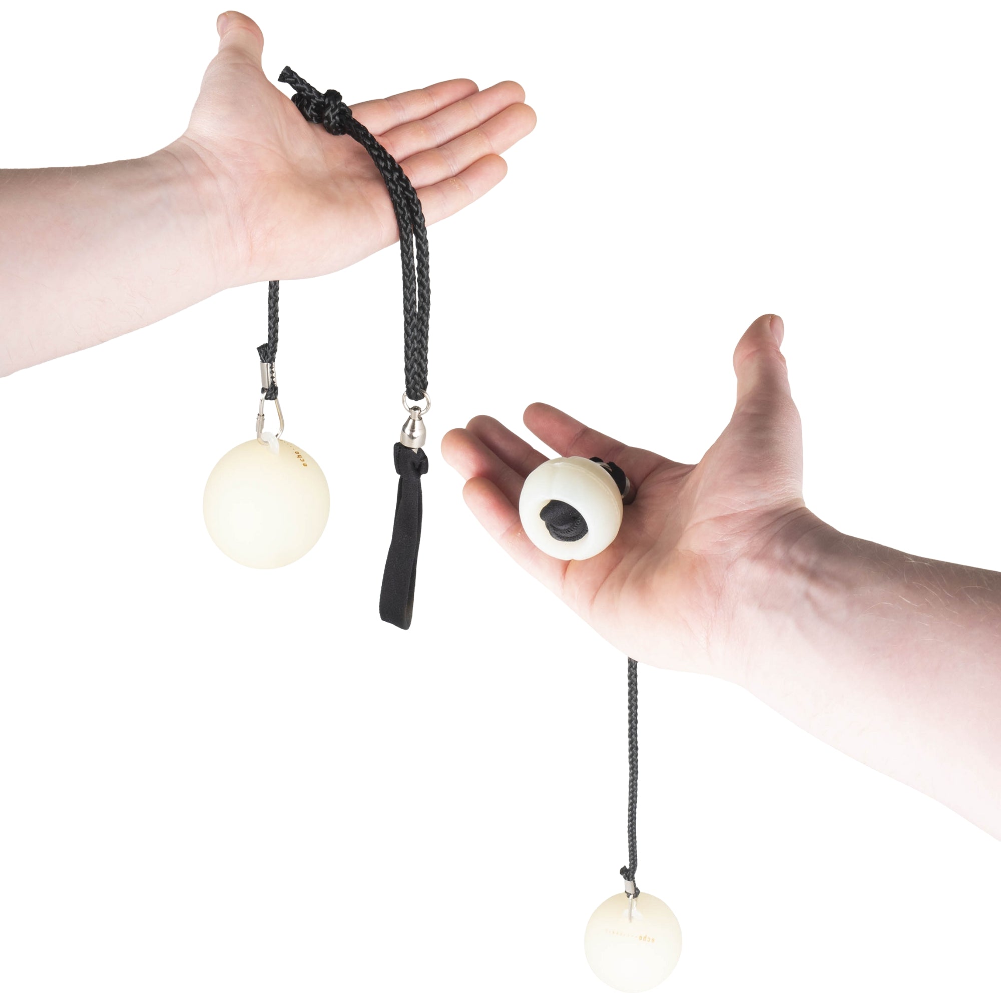 one poi with loop handle and one with knob handle